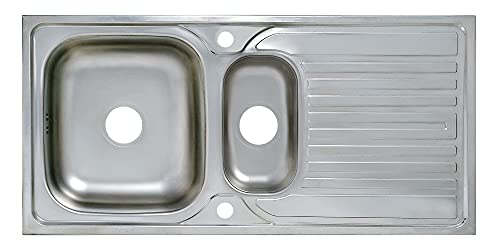 Spülbecken Küchenspüle aus Edelstahl 100x50cm 1,5 Becken Einbauspüle mit Abtropffläche mit Siphon reversibel korrosionsbeständig und pflegeleicht von Keton