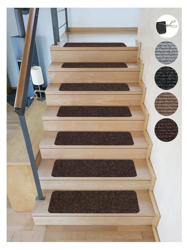 Kettelservice-Metzker Stufenmatte Treppenteppich Tulus Rechteckig - Aufleger Kaffeebraun selbstklebend 60x25cm von Kettelservice-Metzker