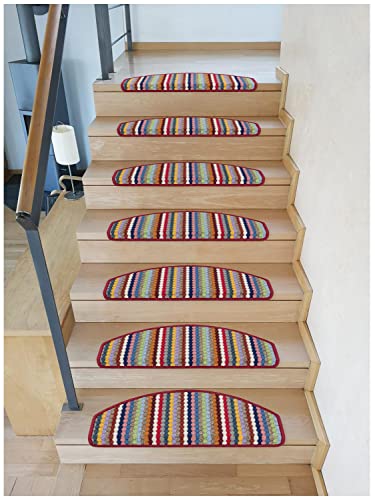 Kettelservice-Metzker Stufenmatten Treppenmatten Multistripe Bunt Halbrund in versch. SparSets 15 Stück von Kettelservice-Metzker