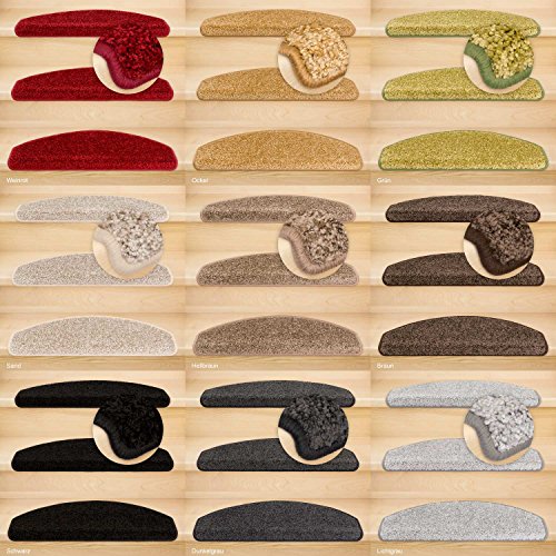 Kettelservice-Metzker Stufenmatten Treppenteppich Marseille Halbrund - Trittfläche: ca. 65x24cm Sand 15 Stück von Kettelservice-Metzker