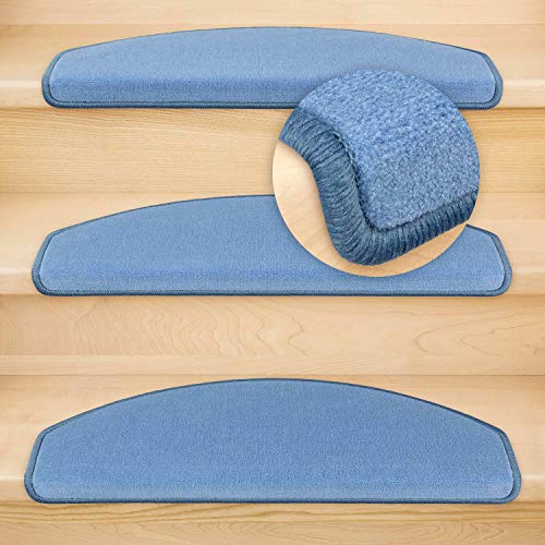 Kettelservice-Metzker Stufenmatten Vorwerk Uni Einzeln oder im Sparset Halbrund Taubenblau - 16 Stück Halbrund 65cm x 24cm von Kettelservice-Metzker