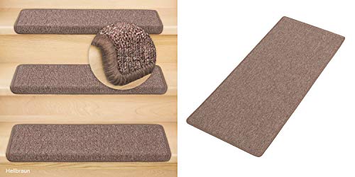 Metzker Stufenmatten Ariston Hellbraun Rechteckig 15er Set + Teppichläufer 66 x100cm (BxL) von Kettelservice-Metzker