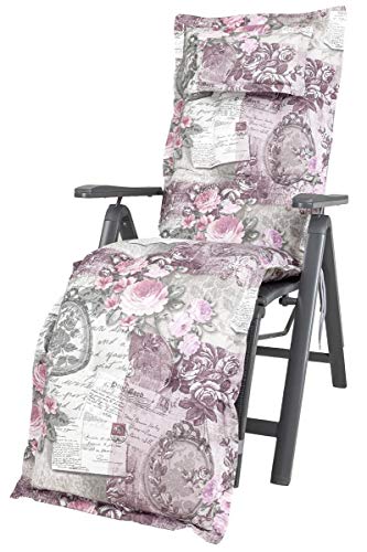 Kettler Polen 0798 Auflage Relaxliege Rom rosa-grau Blumen Landhaus 170x50x9 cm KETTtex (ohne Stuhl) von Kettler Polen