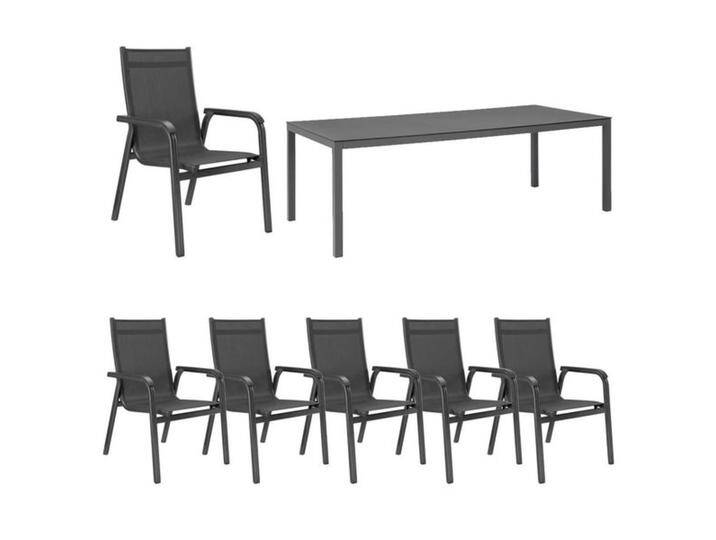 Kettler Basic Plus Gartenmöbel-Set L (6 Plätze) Tisch 220x100cm Dunkelgrau von Kettler