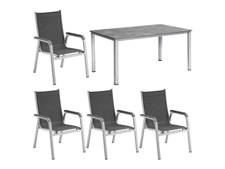 Kettler Basic Plus Gartenmöbel-Set M (4 Plätze) Tisch 160x90cm Dunkelgrau Hellgrau von Kettler