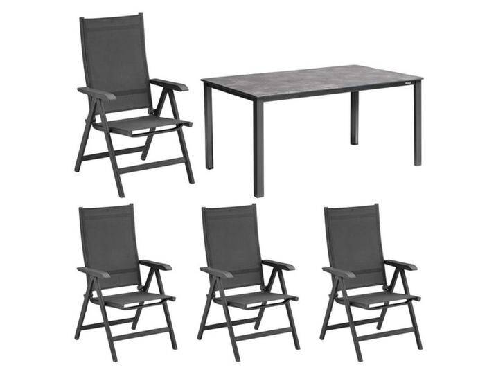 Kettler Basic Plus Gartenmöbel-Set M (4 Plätze) Tisch 160x90cm Dunkelgrau von Kettler