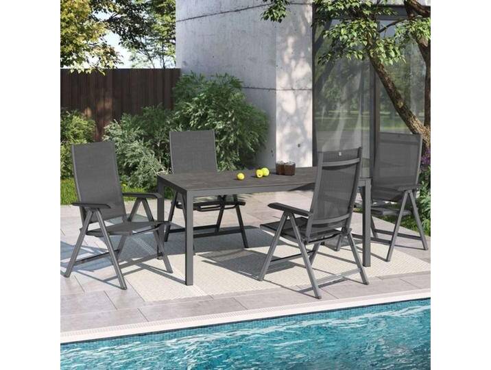 Kettler Basic Plus Gartenmöbel-Set M (4 Plätze) Tisch160x90cm Dunkelgrau von Kettler