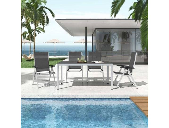 Kettler Basic Plus Gartenmöbel-Set M verstellbar (4 Plätze) Tisch 160x90xm Dunkelgrau Hellgrau von Kettler