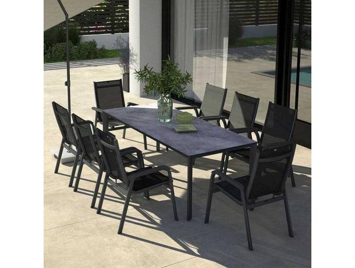 Kettler Basic Plus Gartenmöbel-Set XL (8 Plätze) Tisch 180x95cm Dunkelgrau von Kettler