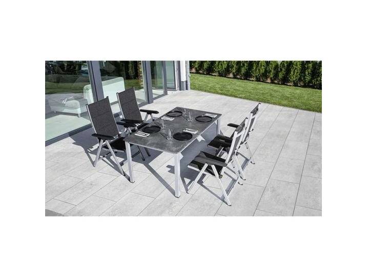 Kettler Basic Plus Padded Gartenmöbel-Set M verstellbar(4 Plätze) Tisch 160x90cm Dunkelgrau Hellgrau von Kettler