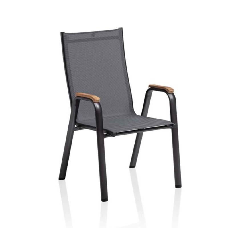 Kettler Cirrus Stapelsessel Teak-Armlehne - anthrazit / anthrazit-grau Kettler Cirrus Stapelsessel Teak-Armlehne - anthrazit / anthrazit-grau von Kettler
