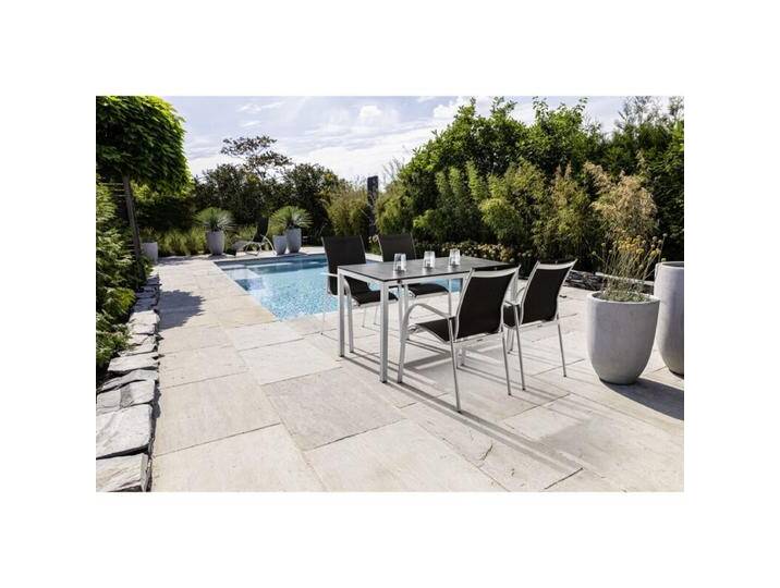 Kettler Gartenmöbel-Set mit 4x Stapelsessel Tampa und Ausziehtisch Cubic - Gestell Alu silber Sitz Textilgewebe charcoal Kettler Gartenmöbel-Set mit 4x Stapelsessel Tampa und Ausziehtisch Cubic - Gestell Alu silber Sitz Textilgewebe charcoal von Kettler