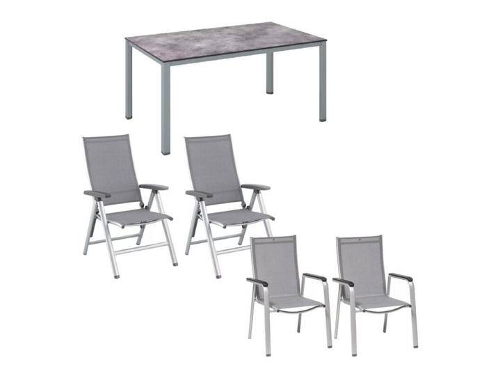 Kettler Gartenmöbel-Set mit Stapel- und Klappsessel Cirrus und Gartentisch Cubic - Gestell Alu silber Tischplatte HPL anthrazit Kettler Gartenmöbel-Set mit Stapel- und Klappsessel Cirrus und Gartentisch Cubic - Gestell Alu silber Tischplatte HPL anthrazit von Kettler