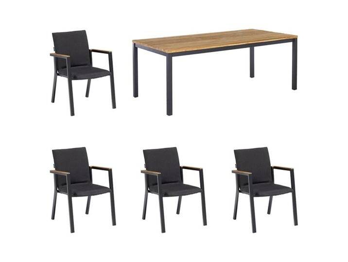 Kettler Rasmus Gartenmöbel-Set M (4 Plätze) Tisch 180x90cm Natur Dunkelgrau von Kettler