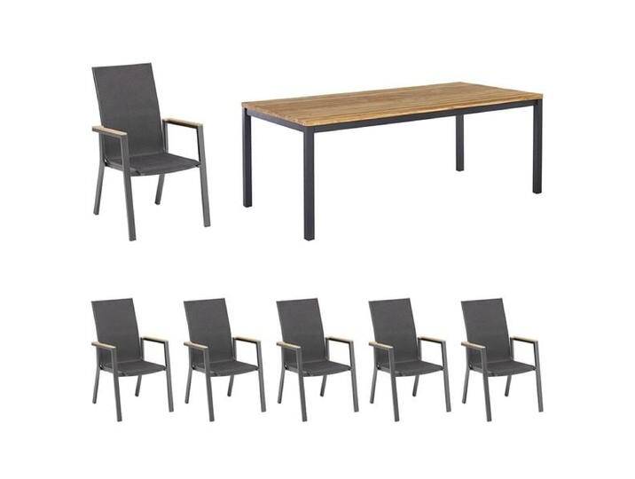 Kettler Rasmus Gartenmöbelset 7-tlg. mit Tisch 220x100 cm Natur Dunkelgrau von Kettler