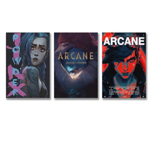 A Set Of 3 Arcane Poster Tv Series Vintage Comic Poster Für Zimmer, Ästhetische Leinwand-Wandkunst, Schlafzimmer-Dekor Poster 08x12inch(20x30cm)-3pcs von Ketuaa