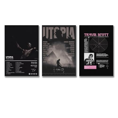 A Set Of 3 Travis Poster Scott Music Vintage Rapper Poster Für Zimmer, Ästhetische Leinwand-Wandkunst, Schlafzimmer-Dekor Poster 08x12inch(20x30cm)-3pcs von Ketuaa