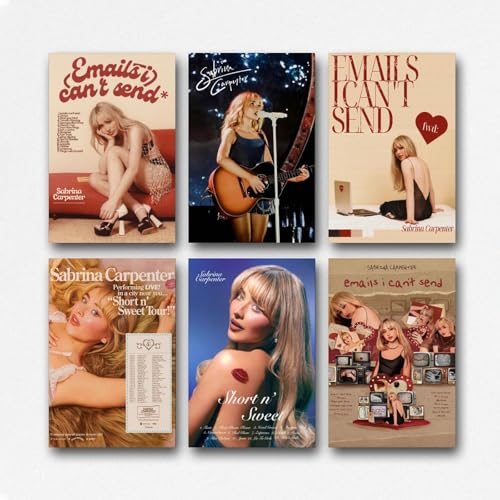 A Set Of 6 Sabrina Poster Carpenter Music Vintage Poster Für Zimmer, Ästhetische Leinwand-Wandkunst, Schlafzimmer-Dekor Poster 12x18inch(30x45cm) von Ketuaa