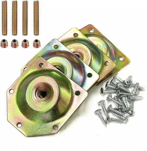KeuLen 4 Sets 12-Grad-Montageplatten-Set for Möbelbeine – Tischbeinhalterungen mit Schrauben und Einsätzen for die Stuhl-/Schrankmontage(Bronze) von KeuLen