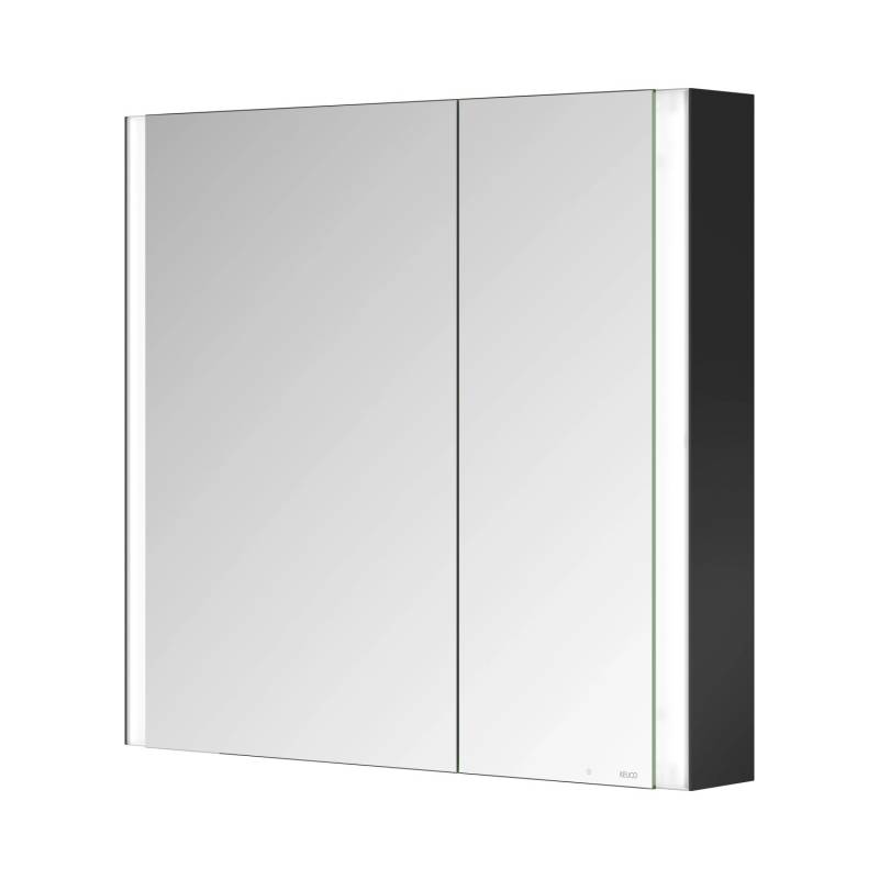 KEUCO Aufputz-LED-Spiegelschrank Royal Diez 80cm 2 Türen Seiten Schwarz von Keuco