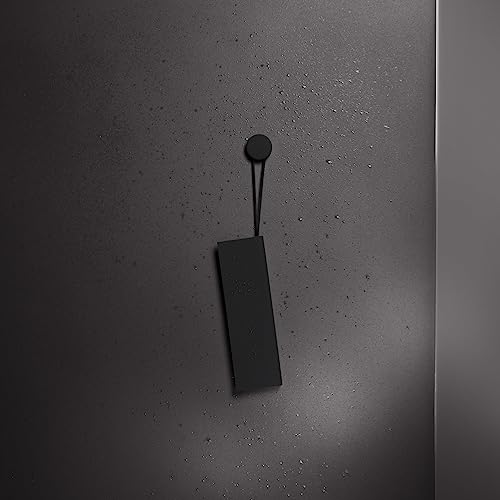 KEUCO Duschabzieher aus Silikon, mit Wandhalterung, Glaswischer zum Kleben, 26,4x8,2x1,7 cm, schlierenfrei, Abzieher für die Dusche, Farbe: schwarz von Keuco