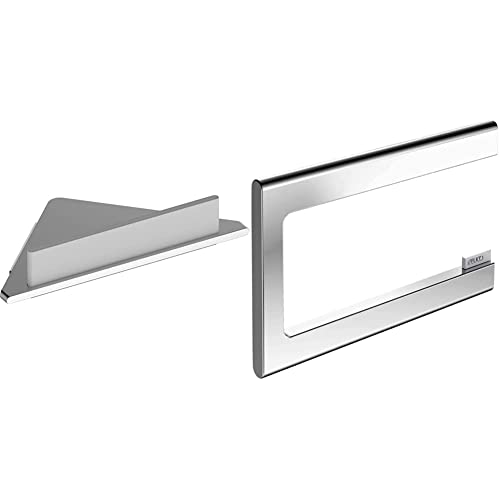 Keuco Eck-Duschablage aus Aluminium, Silber eloxiert, inkl. Glas-Abzieher, weiß, 24,2x24,5x6,3cm & Toilettenpapierhalter aus Metall, Hochglanz-verchromt, offene Form, WC-Rollenhalter von Keuco