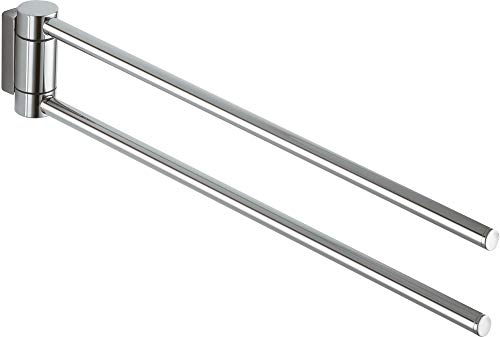 KEUCO Plan Handtuchhalter zweiarmig, schwenkbar, 43,8 cm, Metall verchromt, Made in Germany, inkl. Schrauben und Dübel, Handtuchstange zum Bohren von Keuco