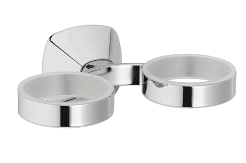 Keuco Doppelhalter aus Metall, Chrom, für Badezimmer oder Gäste-WC, lose, zum Beispiel als Zahnbürstenhalter, ohne Gläser, 5,3cm Durchmesser, City.2 von Keuco