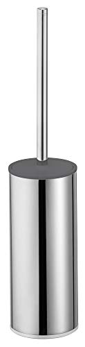 KEUCO Moll WC-Bürstengarnitur, Standmodell, mit anthrazit-farbenem Kunststoff-Einsatz und Toilettenbürste mit Deckel, Metall verchromt, Made in Germany, Bürstenhalter mit Klobürste von Keuco