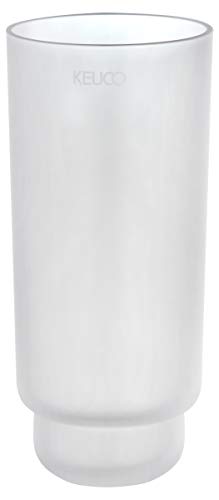 KEUCO Original Ersatz-Glas, Echt-Kristallglas weiß mattiert für Toilettenbürsten-Garnitur Edition 11, 19 cm hoch, Glas-Behälter für WC-Bürste von Keuco
