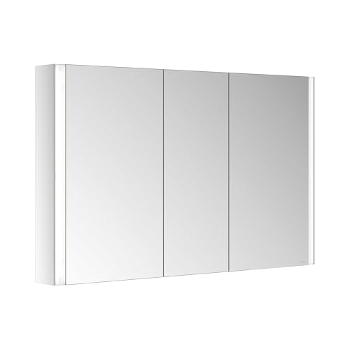 Keuco Royal Linde LED Spiegelschrank mit 3 Türen, 120 cm, Made in Germany, Vorbau, Aluminium-Korpus, Seiten verspiegelt, Beleuchtung dimmbar von Keuco