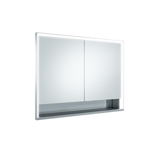 Keuco Spiegel-Schrank Unterputz Einbau, mit Variabler LED-Beleuchtung dimmbar, mit Aluminium-Korpus, mit 2 Türen, 100x73,5x16,5 cm Royal Lumos von Keuco
