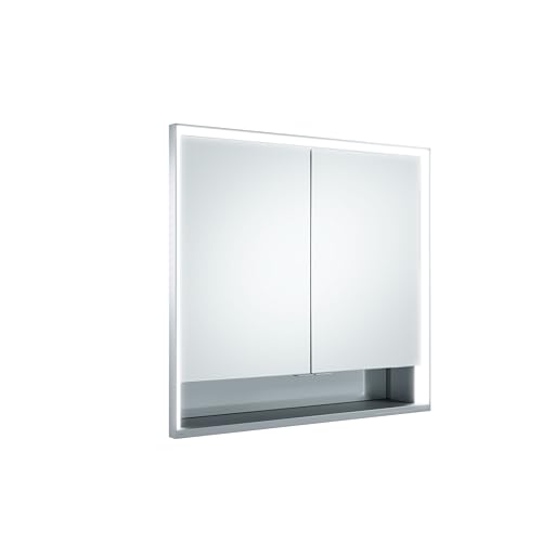 KEUCO Royal Lumos LED Spiegelschrank mit 2 Türen und offenem Fach, 80 cm, Made in Germany, Einbau, Aluminium-Korpus, Seiten verspiegelt, Beleuchtung dimmbar, Lichtfarbe einstellbar von Keuco