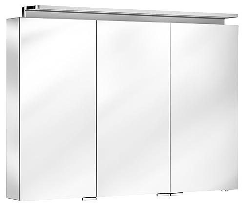 Keuco Spiegel-Schrank mit Variabler LED-Beleuchtung dimmbar, inkl. Wandbeleuchtung, verspiegelter Korpus, mit 3 Türen, 100x74,2x15 cm Royal L1 von Keuco