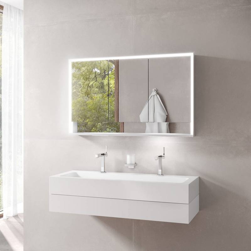 Keuco Spiegelschrank Royal Lumos (Badezimmerspiegelschrank mit Beleuchtung LED) dimmbare LEDs, mit Aluminium-Korpus, mit 3 Türen, 120x73,5x16,5 cm von Keuco