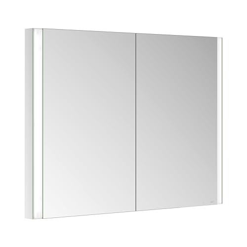 Keuco Royal Linde LED Spiegelschrank mit 2 Türen, 100 cm, Made in Germany, Einbau, symmetrisch, Aluminium-Korpus, Seiten schwarz matt, Beleuchtung dimmbar von Keuco