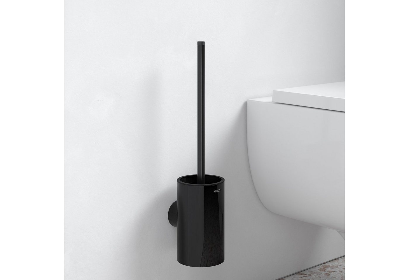 Keuco WC-Reinigungsbürste REVA, (Vormontiert), ohne Bohren, zum Kleben oder Bohren, in schwarz oder chrom erhältlich von Keuco