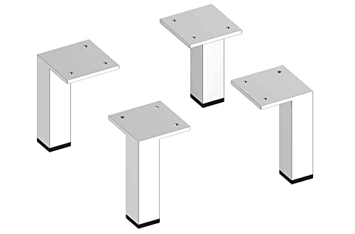 Keuco höhenverstellbare Möbelfüße - 4er-Set, aus Edelstahl, Metall, hochglänzend in Chrom-Optik - Schraubbare Möbelbeine mit quadratischer Fläche - geringe Anpassung der Möbelhöhe möglich von Keuco