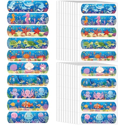 50 Stücke Unterwasser Welt Pflaster Cartoon Heftpflaster Für Wundauflage Patch Kinder Woundplast Klebstoff Bandagen von Keuyeo