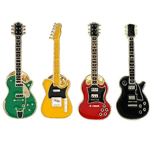Keuyeo 4 Teile/Satz Gitarre Brosche Pin Nette Elektrische Gitarre Emaille Pin Set Musik Instrument Abzeichen Anstecknadel Für Jacke Rucksäcke von Keuyeo