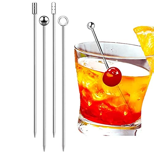 Keuyeo Cocktailspieße, 4 Stück, Edelstahl, Zahnstocher, Obstspieße, Martini-olivenspieße, Wiederverwendbare Getränkespieße Aus Metall, Garnierstäbchen Keuyeo Cocktailspieße, 4 Stück, Edelstahl, Zahnstocher, Obstspieße, Martini-olivenspieße, Wiederverwendbare Getränkespieße Aus Metall, Garnierstäbchen von Keuyeo