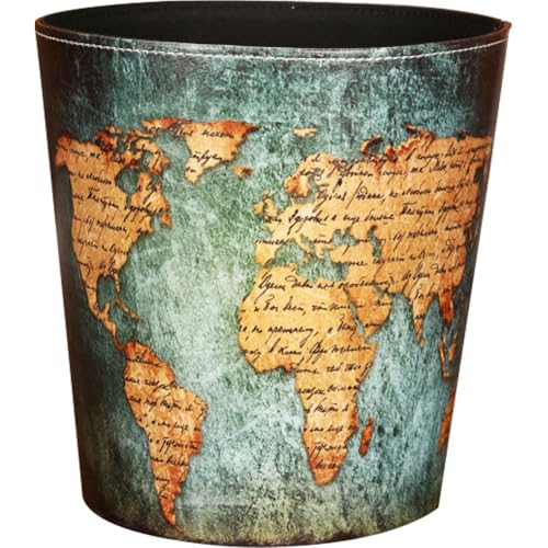 Keuyeo Europäischer Stil, Leder-mülleimer, Weltkarten-Muster, Mülleimer, Papierkorb Großer Kapazität, Ohne Abdeckung Für Zuhause Keuyeo Europäischer Stil, Leder-mülleimer, Weltkarten-Muster, Mülleimer, Papierkorb Großer Kapazität, Ohne Abdeckung Für Zuhause von Keuyeo