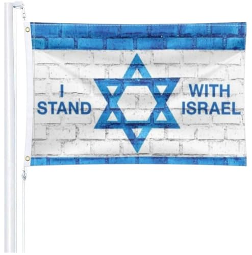 Keuyeo Ich Stehe Israel-Flagge, 90 X 150 cm, Doppelseitige Israelische Nationalflagge, Patriotische Israel-Flagge Für Innen- Und Außenbereich, Garten- Und Hofdekoration von Keuyeo