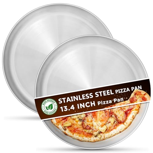 Kevenal Edelstahl Pizza-Pfannen 34.0 cm Pizza-Pfanne für Backofen Stahl Pizzablech Rund Pizzateller 2er Set (Extra Dick) von Kevenal
