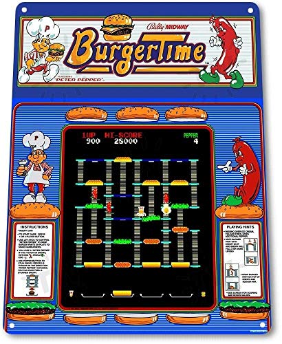 Keviewly Burger Time Classic Midway Arcade Festzelt Spielzimmer Wanddekoration – 20,3 x 30,5 cm Blechschild von Keviewly