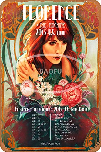 Keviewly Florence and The Machine Iron Painting Wall Poster Metal Vintage Band Tin Signs Retro Garage Plaque Dekorative Wohnzimmer Garten Schlafzimmer Büro Hotel Cafe Bar von Keviewly