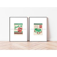 Fresh Up 7Up Vintage Soda Art 2Er Set - 7Up Streichholzbriefe Streichholzbrief Ungerahmt Wand Kunstdruck Küchen Dekoration von KevinKlimaPhoto3