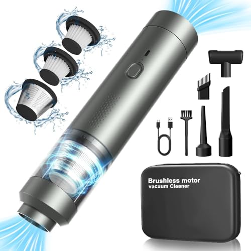 Kevsuvqin 4-IN-1 Handstaubsauger Akku, 18KPA Handstaubsauger Stark mit bürstenlosemMotor, 2 Stufen Einstellbar, Mini HAndstaubsauger Kabellos, Druckluftspray Elektrische Staubgebläse für Auto, Office von Kevsuvqin
