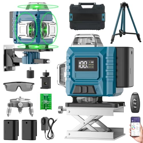 Kevsuvqin Kreuzlinienlaser mit Stativ, Laser Wasserwaage mit 2x3000mAh Batterien & LED-Anzeige, 4x360 Grad Laser Level, 4D 16 Linienlaser Selbstnivellierend/APP/Fernbedienung/IP54 Wasser- & Staubdicht Kevsuvqin Kreuzlinienlaser mit Stativ, Laser Wasserwaage mit 2x3000mAh Batterien & LED-Anzeige, 4x360 Grad Laser Level, 4D 16 Linienlaser Selbstnivellierend/APP/Fernbedienung/IP54 Wasser- & Staubdicht von Kevsuvqin