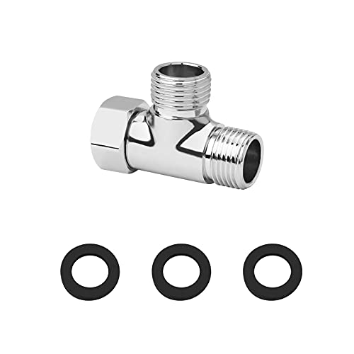 G1/2 Zoll Umstellventil, Messing, 3-Wege-T-Form-Adapter, universelles Duschsystem, teil, Wasser-Umstellventil, Duschschlauch-Verteiler f眉r Hand-Bidet und Sprayer, Chrom von Keweiding